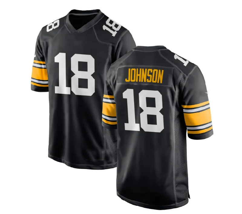 P.Steelers #18 Diontae Johnson Alternate Custom Game Jersey - Black Stitched American Football Jerseys-NFL Vintage Football Jerseys -