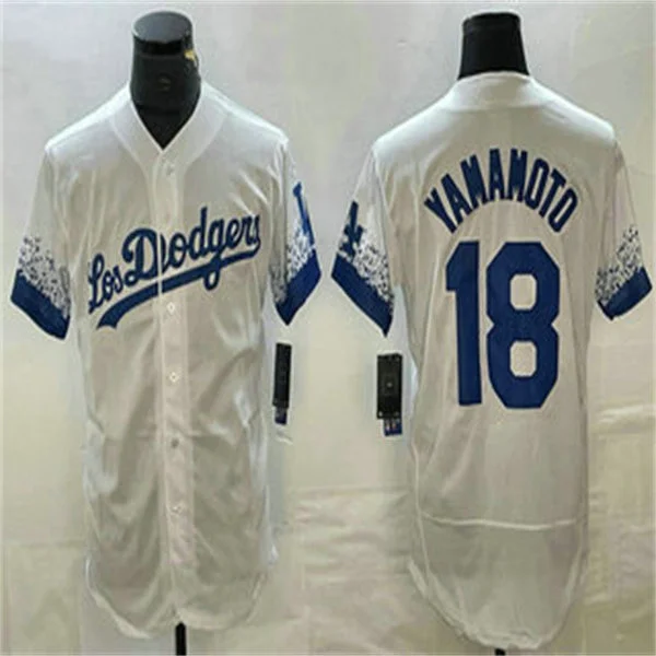 Los Angeles Dodgers #18 Yoshinobu Yamamoto White Home Authentic Patch Jersey Baseball Jerseys-NBA Team USA Jerseys -