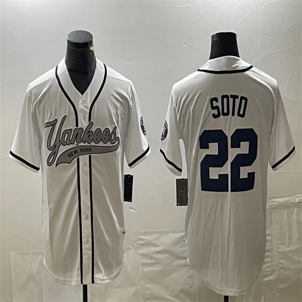 Los Angeles Dodgers #22 Juan Soto White Home Authentic Patch Jersey Baseball Jerseys-NBA Replica Jerseys for Fans -