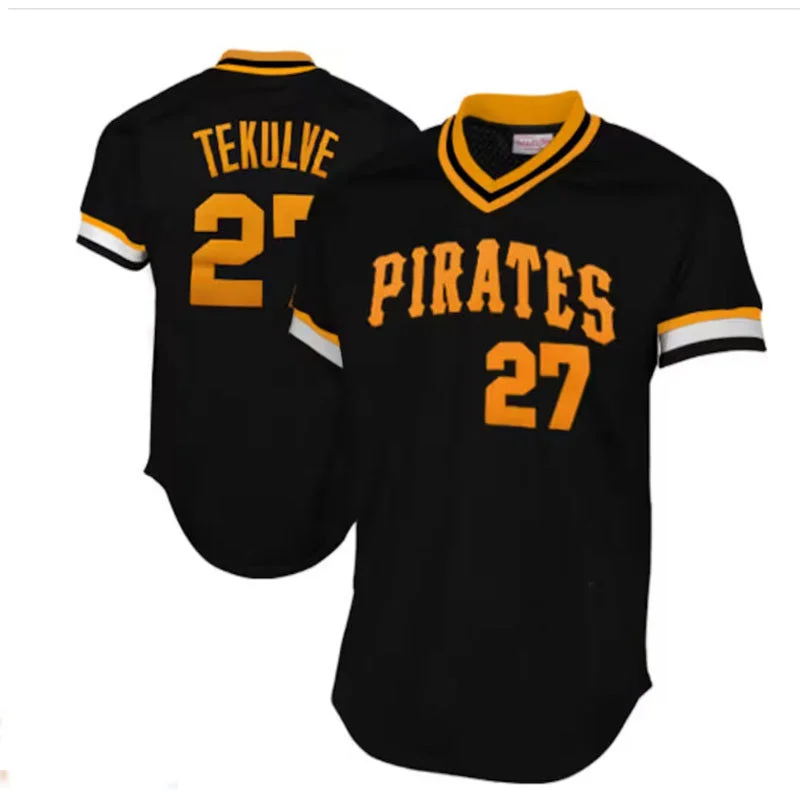 Pittsburgh Pirates #27  Kent Tekulve Mitchell & Ness 1982 Cooperstown Collection Authentic Practice Jersey - Black Baseball Jerseys-NBA Home Court Jerseys -