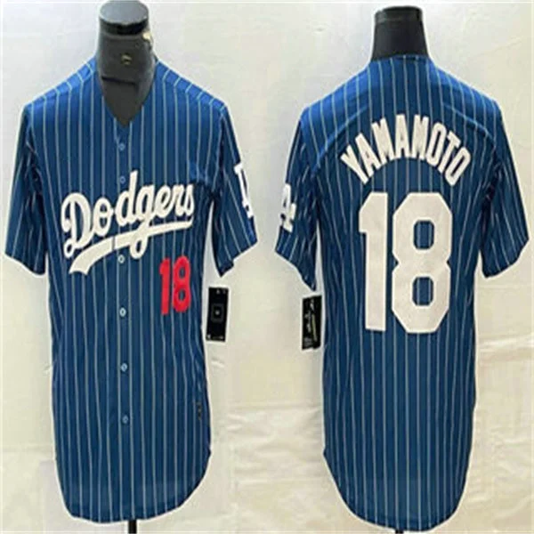 Los Angeles Dodgers #18 Yoshinobu Yamamoto Blue Home Authentic Patch Jersey Baseball Jerseys-NBA Youth Player Jerseys -