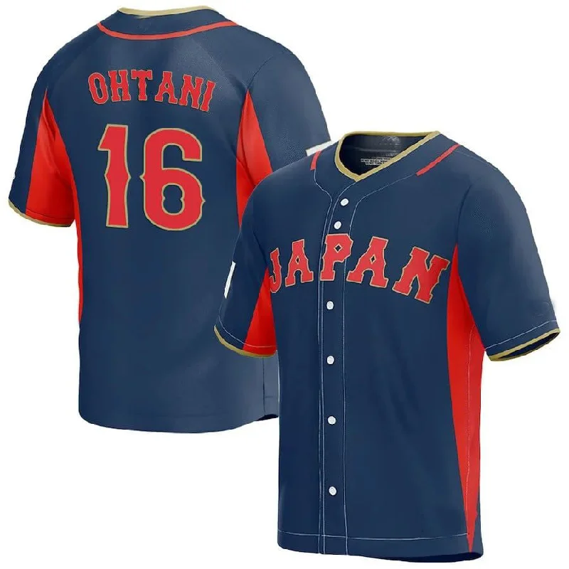 #16 SHOHEI OHTANI JAPAN BASEBALL 2023 WORLD BASEBALL CLASSIC JERSEY ¨C NAVY Stitches Baseball Jerseys-NBA City Edition Jerseys -