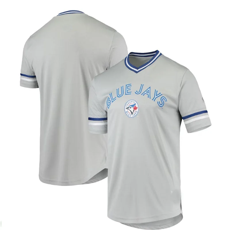 Toronto Blue Jays Gray Replica V-Neck Jersey Baseball Jerseys-NBA Autographed Jerseys -