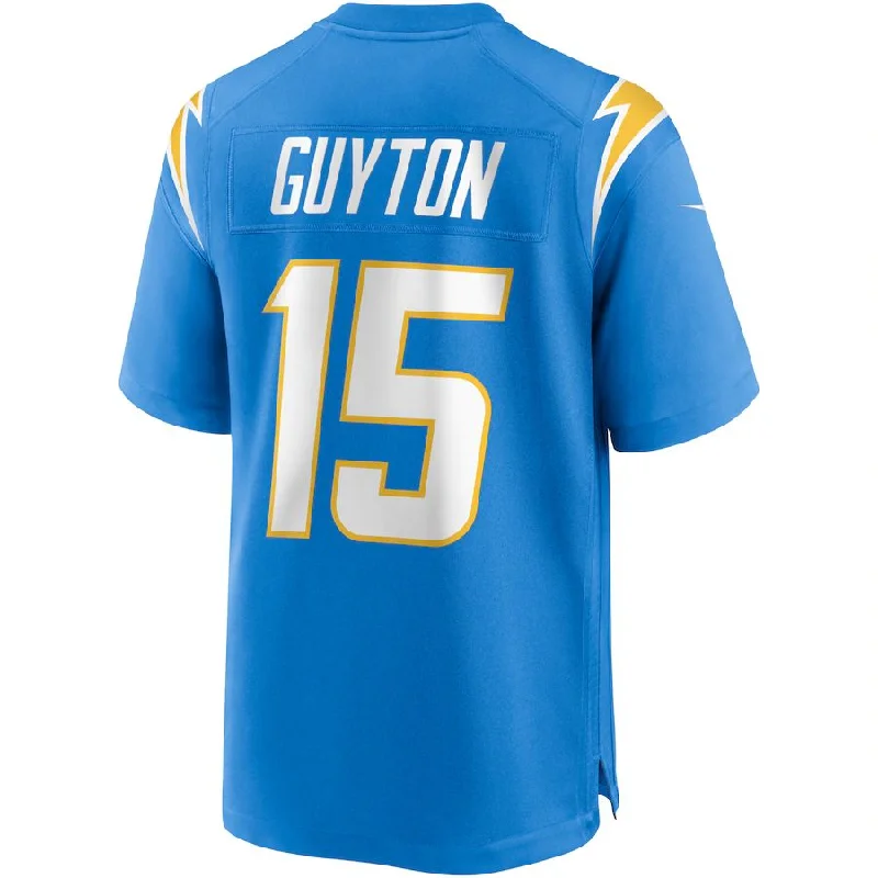 LA.Chargers #15 Jalen Guyton Powder Blue Game Player Jersey Stitched American Football Jerseys-NFL Vintage Football Jerseys -