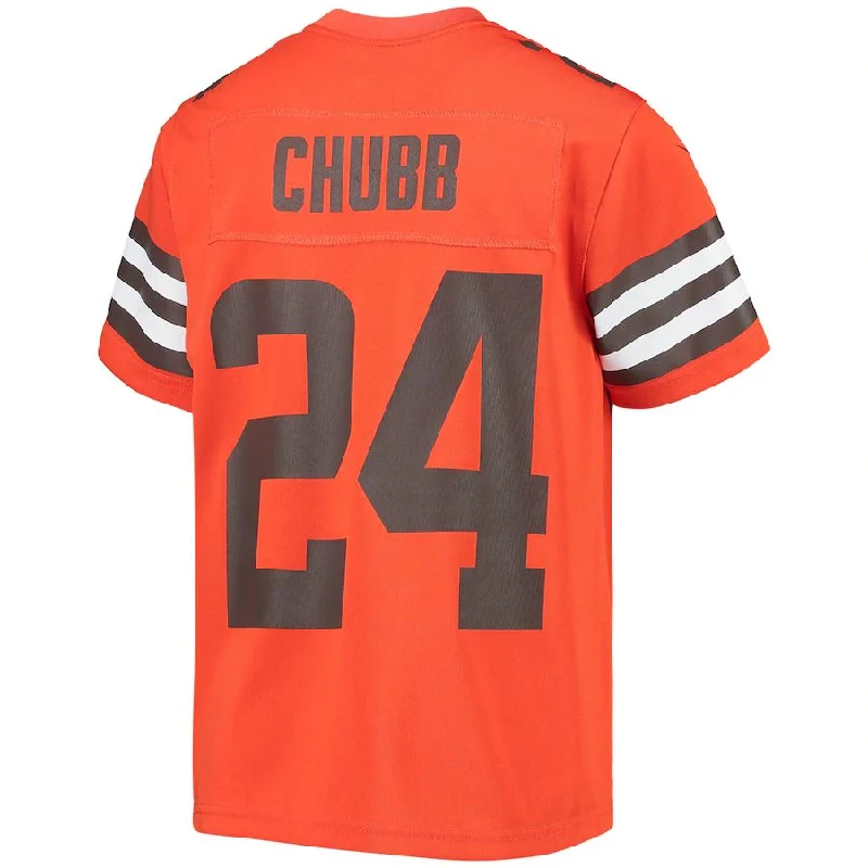 C.Browns #24 Nick Chubb Orange Inverted Team Game Jersey Stitched American Football Jerseys-NFL Anniversary Edition Jerseys -