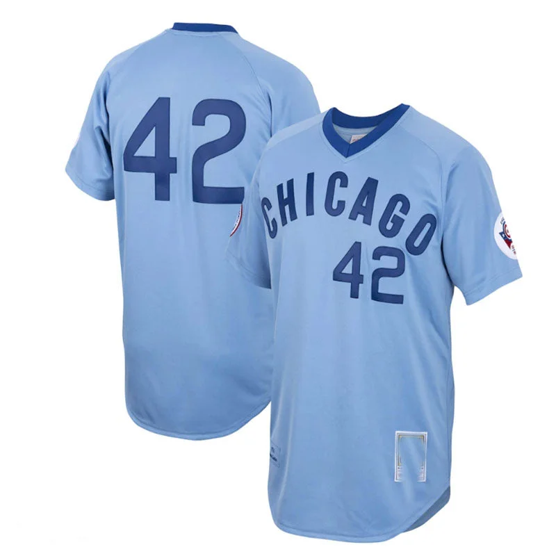 Chicago Cubs #42 Bruce Sutter Mitchell & Ness Road 1976 Cooperstown Collection Authentic Jersey - Light Blue Baseball Jerseys-NBA Chinese New Year Jerseys -