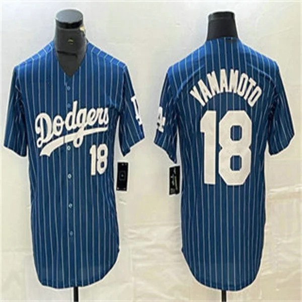 Los Angeles Dodgers #18 Yoshinobu Yamamoto Blue Home Authentic Patch Jersey Baseball Jerseys-NBA Vintage Team Jerseys -