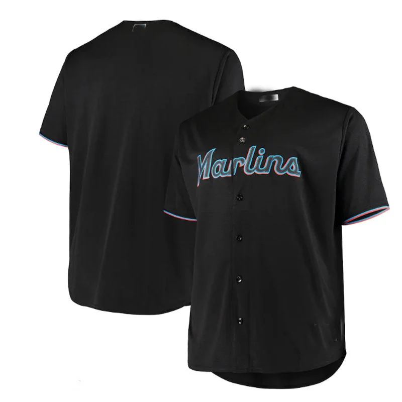 Miami Marlins Black Big & Tall Replica Team Jersey Baseball Jerseys-NBA Women's Team Jerseys -