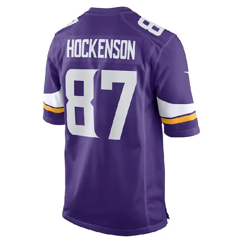 MN.Vikings #87 T.J. Hockenson Purple Game Player Jersey Stitched American Football Jerseys-NFL Official Team Jerseys -