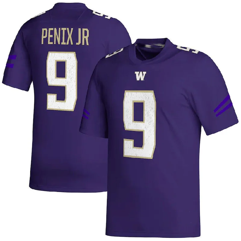 W.Huskies #9 Michael Penix Jr. NIL Replica Football Jersey Purple Stitched American College Jerseys-NBA Lightweight Basketball Jerseys -