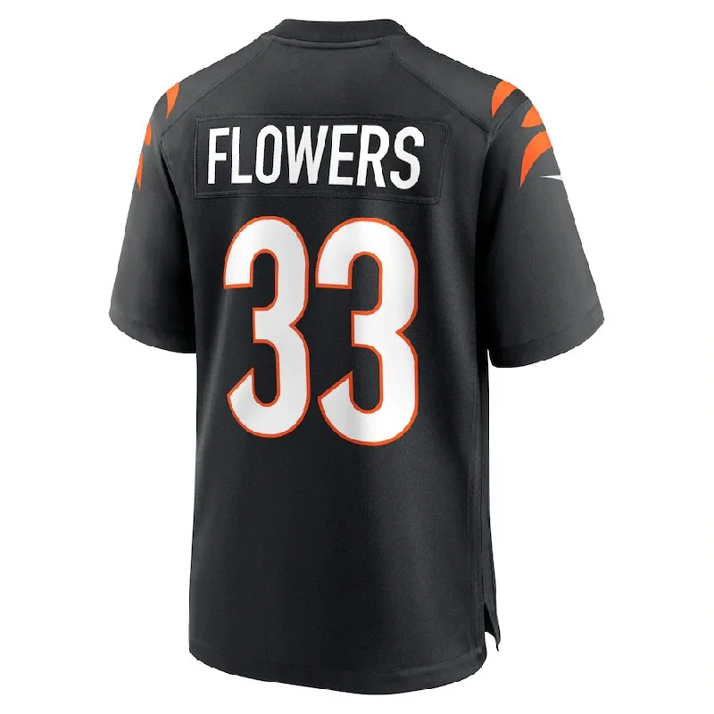 C.Bengals #33 Tre Flowers Black Game Jersey Stitched American Football Jerseys-NFL College Throwback Jerseys -