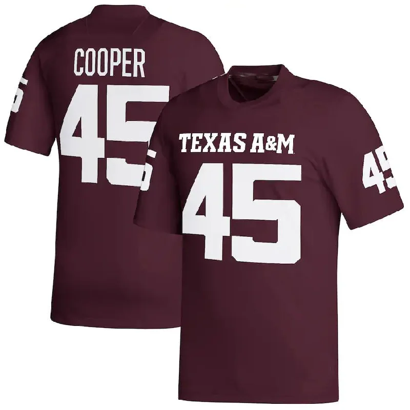 T.A&M Aggies #45 Edgerrin Cooper NIL Replica Football Jersey Maroon Stitched American College Jerseys-NBA City Edition Jerseys -