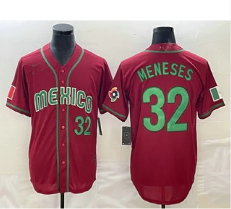 Mexico Baseball #32 Joey Meneses Number 2023 Red World Classic Stitched Jersey Baseball Jerseys-NBA Official Team Jerseys -