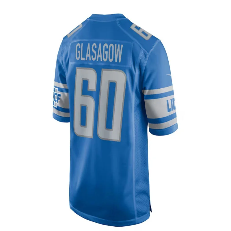 D.Lions #60 Graham Glasgow Game Jersey - Blue Stitched American Football Jerseys-NFL Sideline Jerseys -