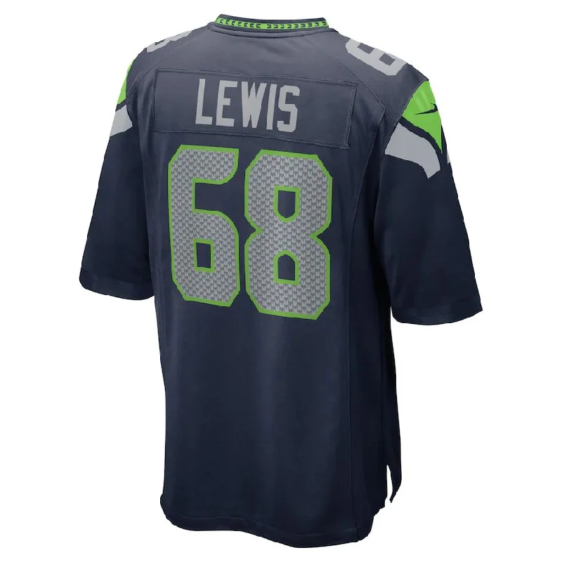 S.Seahawks #68 Damien Lewis College Navy Game Jersey Stitched American Football Jerseys-NFL Anniversary Edition Jerseys -