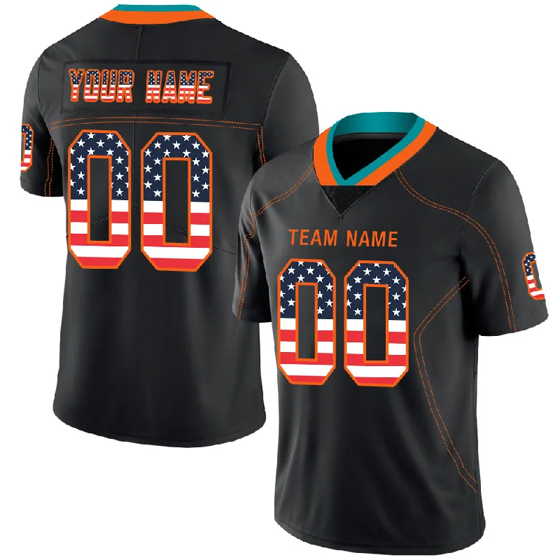 Custom M.Dolphins Stitched American Football Jerseys Personalize Birthday Gifts Black Jersey-NBA Playoff Edition Jerseys -