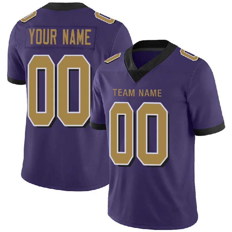 Custom B.Raven Men's American Purple Color Rush Vapor Limited Stitched Football Jersey-NBA Retro Basketball Jerseys -