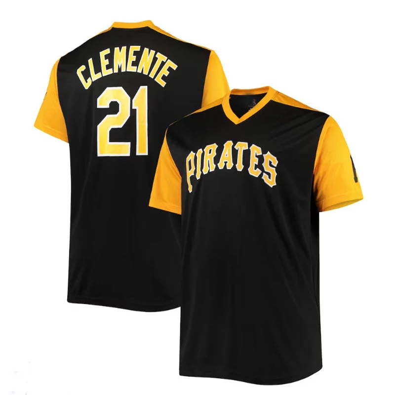 Pittsburgh Pirates #21 Roberto Clemente Cooperstown Collection Player Replica Jersey - Black Gold Baseball Jerseys-NBA Alternative Jerseys -