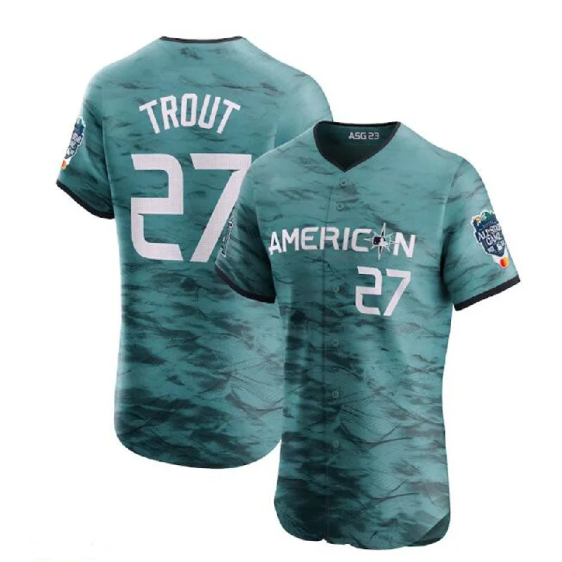 #27 Mike Trout American League 2023 All-Star Game Vapor Premier Elite Player Jersey - Teal Baseball Jerseys-NBA Pro-Level Basketball Jerseys -