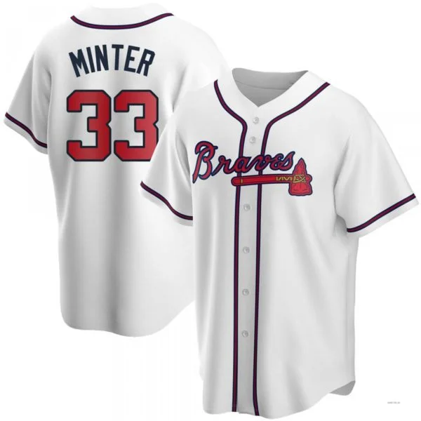 Atlanta Braves #33 A.J. Minter White Home Jersey Stitches Baseball Jerseys-NBA Team USA Jerseys -