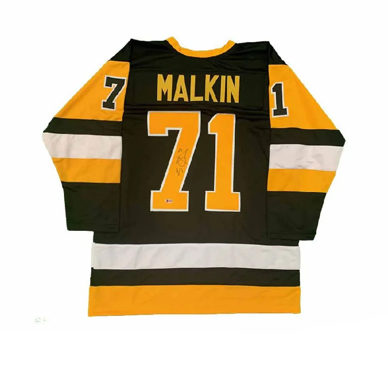 Evgeni Malkin Signed Custom Black Hockey Jersey-AFC Elite Football Jerseys -