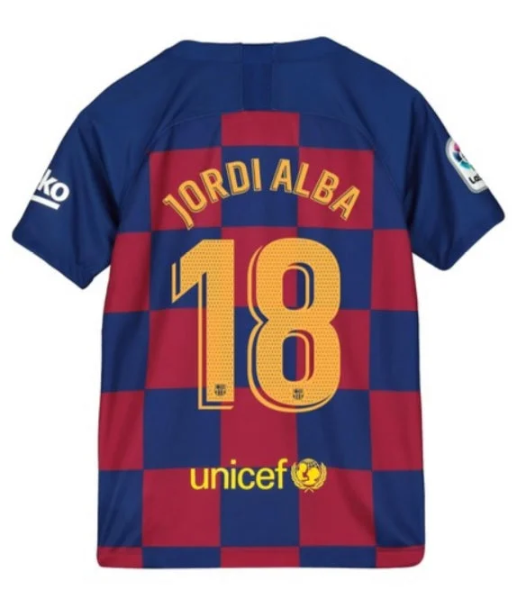 FC Barcelona Jordi Alba Youth 19/20 Home Jersey-AFC Customizable Football Jerseys -